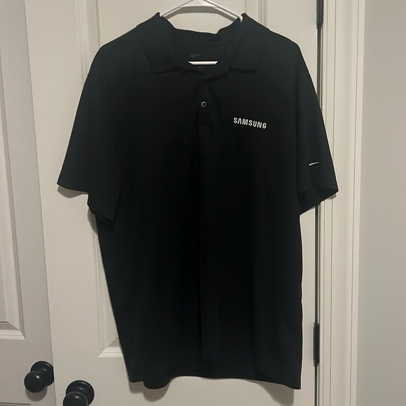 Nike Samsung Logo Black Polo Shirt size XL light weight tech style - Picture 1 of 6